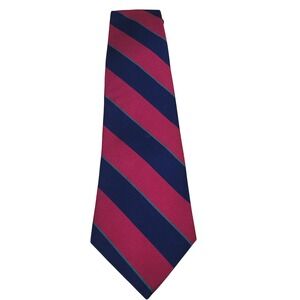 Hardy Amies Savile Row London All Silk Tie Navy Red Green Striped Necktie